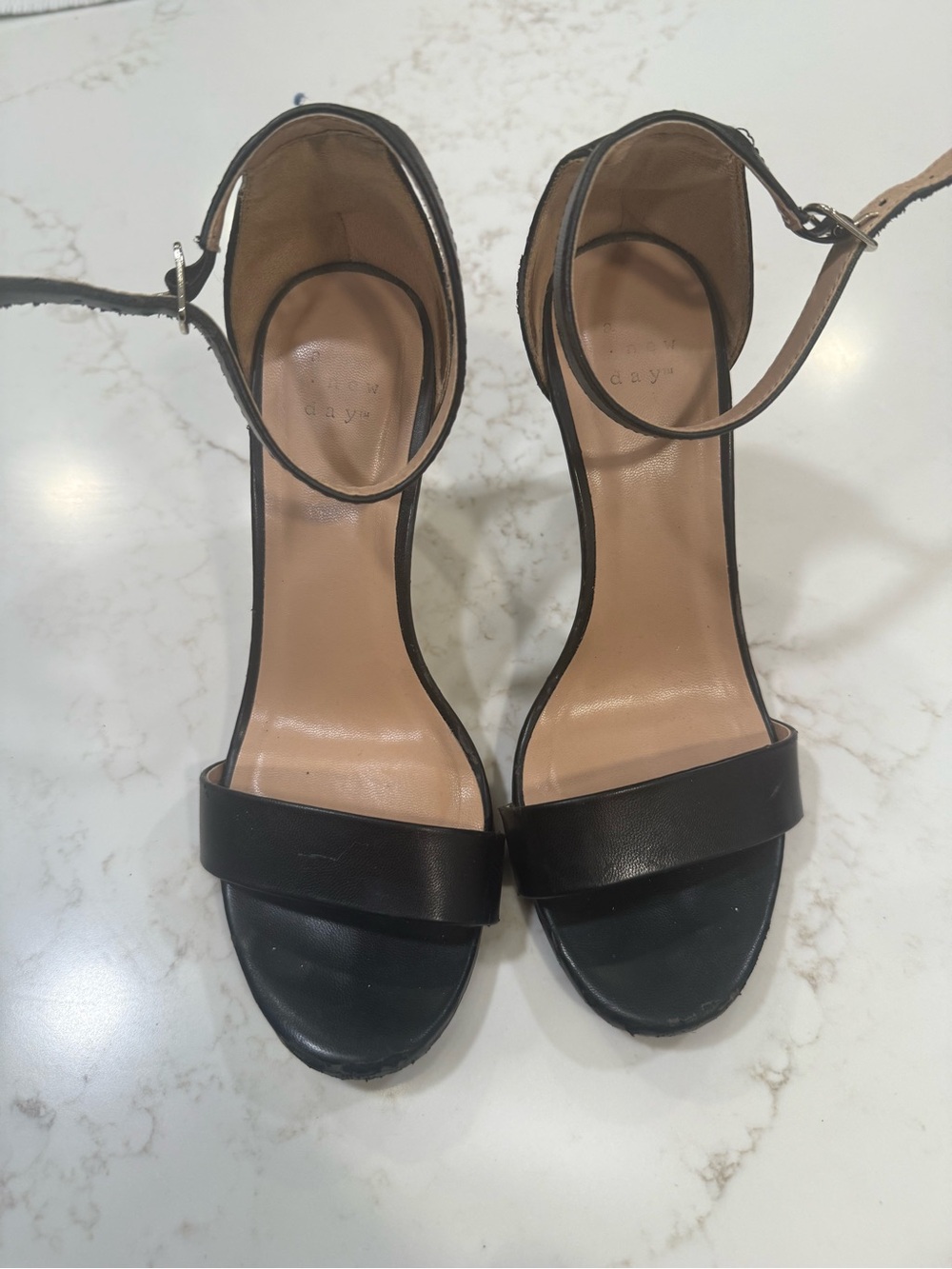a new day Black Ankle-Strap Block Heel Sandals